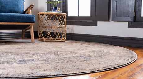 Gray 8' x 8' Asheville Round Area Rug 100% Polypropylene With Cotton Backing Easy Clean Indoor Living Dining Bedroom Office Carpet for Sale at Rug Engine