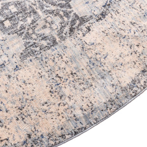 Gray 8' x 8' Asheville Round Area Rug 100% Polypropylene With Cotton Backing Easy Clean Indoor Living Dining Bedroom Office Carpet for Sale at Rug Engine