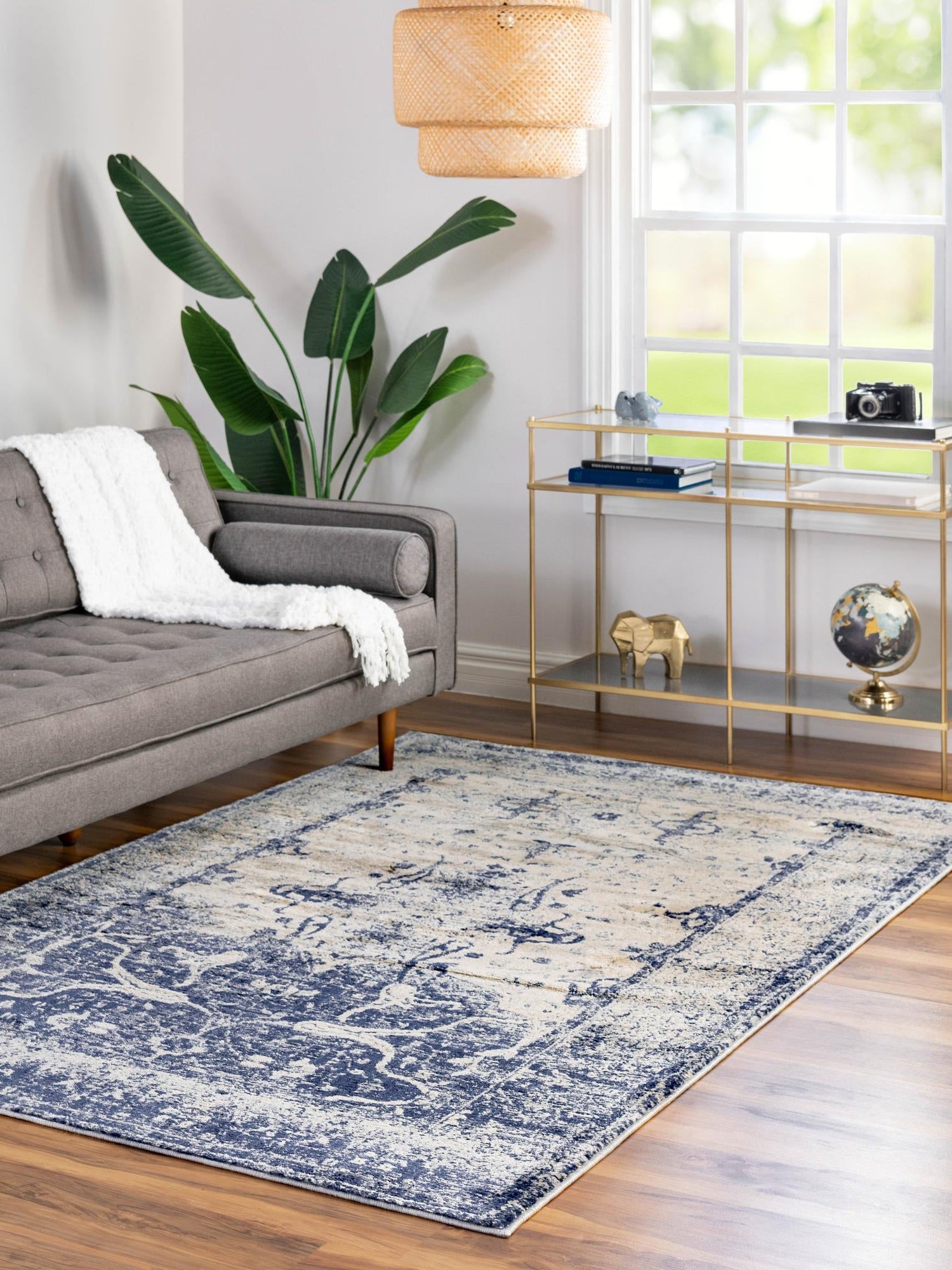 Navy Blue 5' 1 x 8' Asheville Rectangle Area Rug 100% Polypropylene With Cotton Backing Easy Clean Indoor Living Dining Bedroom Office Carpet for Sale at Rug Engine