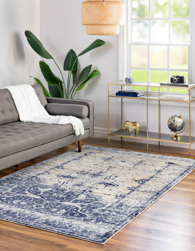 Navy Blue 9' x 12' 2 Asheville Rectangle Area Rug 100% Polypropylene With Cotton Backing Easy Clean Indoor Living Dining Bedroom Office Carpet for Sale at Rug Engine