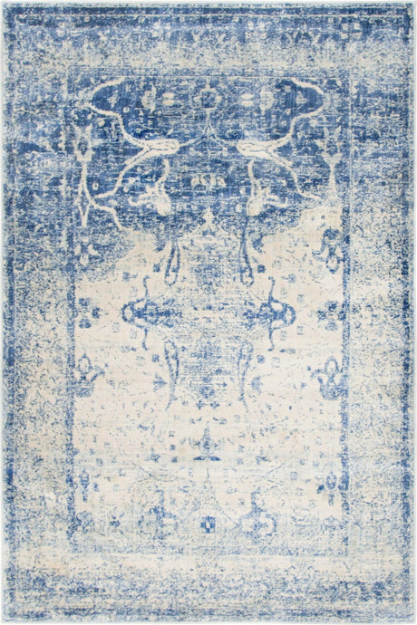Navy Blue 4' 1 x 6' 1 Asheville Rectangle Area Rug 100% Polypropylene With Cotton Backing Easy Clean Indoor Living Dining Bedroom Office Carpet for Sale at Rug Engine