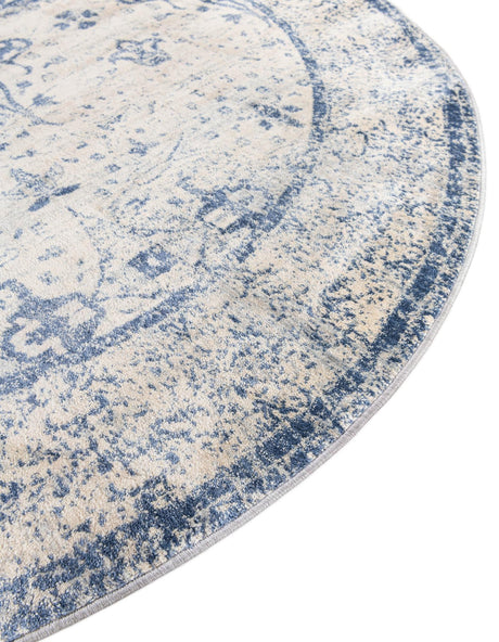 Navy Blue 8' x 8' Asheville Round Area Rug 100% Polypropylene With Cotton Backing Easy Clean Indoor Living Dining Bedroom Office Carpet for Sale at Rug Engine