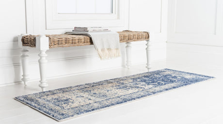 Navy Blue 2' 2 x 6' 1 Asheville Runner Area Rug 100% Polypropylene With Cotton Backing Easy Clean Indoor Living Dining Bedroom Office Carpet for Sale at Rug Engine