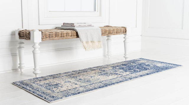 Navy Blue 2' 2 x 6' 1 Asheville Runner Area Rug 100% Polypropylene With Cotton Backing Easy Clean Indoor Living Dining Bedroom Office Carpet for Sale at Rug Engine