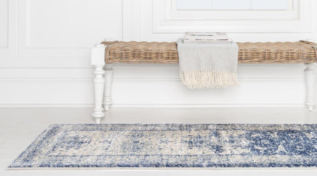 Navy Blue 2' 2 x 6' 1 Asheville Runner Area Rug 100% Polypropylene With Cotton Backing Easy Clean Indoor Living Dining Bedroom Office Carpet for Sale at Rug Engine