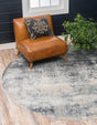 Gray 8' x 8' Helios Round Area Rug 100% Polypropylene (Space-Dyed Yarn) Easy Clean With Cotton Backing Contemporary Carpet for Sale at Rug Engine