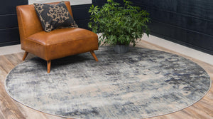 Gray 8' x 8' Helios Round Area Rug 100% Polypropylene (Space-Dyed Yarn) Easy Clean With Cotton Backing Contemporary Carpet for Sale at Rug Engine