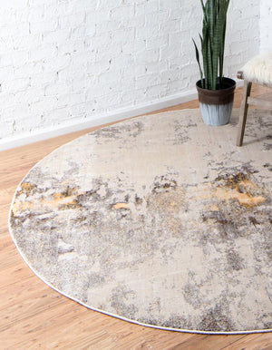 Ivory Beige 8' x 8' Helios Round Area Rug 100% Polypropylene (Space-Dyed Yarn) Easy Clean With Cotton Backing Contemporary Carpet for Sale at Rug Engine