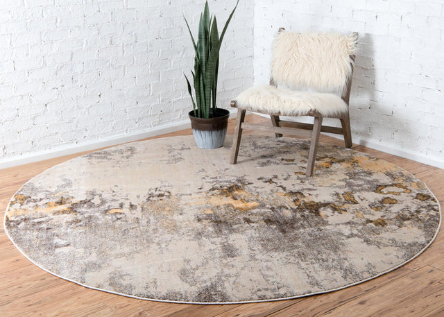 Ivory Beige 8' x 8' Helios Round Area Rug 100% Polypropylene (Space-Dyed Yarn) Easy Clean With Cotton Backing Contemporary Carpet for Sale at Rug Engine