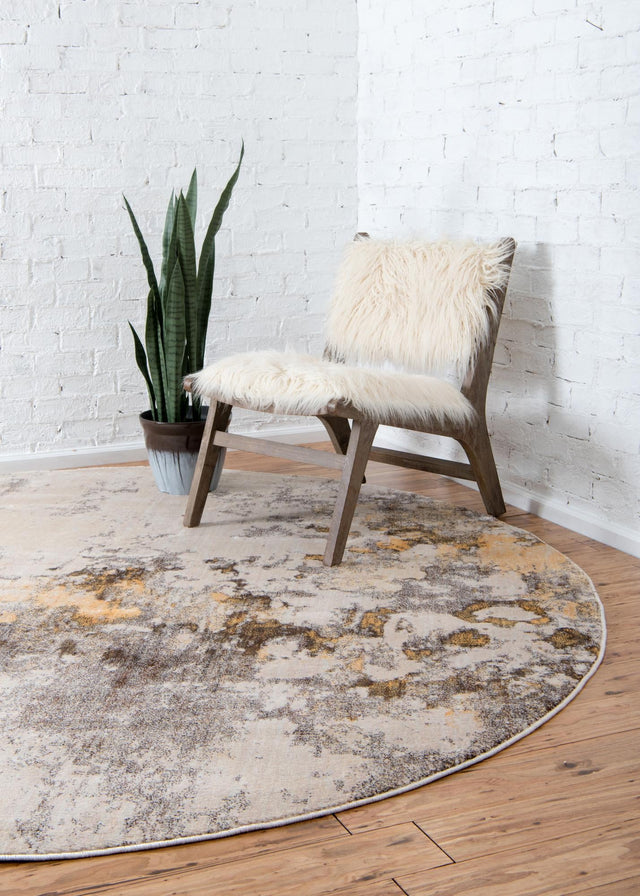 Ivory Beige 8' x 8' Helios Round Area Rug 100% Polypropylene (Space-Dyed Yarn) Easy Clean With Cotton Backing Contemporary Carpet for Sale at Rug Engine