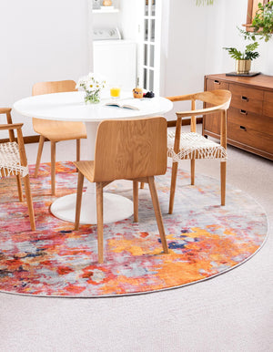 Multicolor 8' x 8' Helios Round Area Rug 100% Polypropylene (Space-Dyed Yarn) Easy Clean With Cotton Backing Contemporary Carpet for Sale at Rug Engine