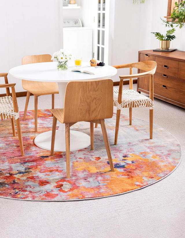 Multicolor 8' x 8' Helios Round Area Rug 100% Polypropylene (Space-Dyed Yarn) Easy Clean With Cotton Backing Contemporary Carpet for Sale at Rug Engine