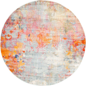 Multicolor 8' x 8' Helios Round Area Rug 100% Polypropylene (Space-Dyed Yarn) Easy Clean With Cotton Backing Contemporary Carpet for Sale at Rug Engine