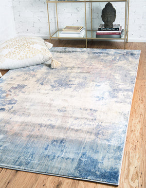 Blue 4' x 6' Helios Rectangle Area Rug 100% Polypropylene (Space-Dyed Yarn) Easy Clean With Cotton Backing Contemporary Carpet for Sale at Rug Engine