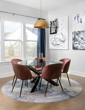 Blue 8' x 8' Helios Round Area Rug 100% Polypropylene (Space-Dyed Yarn) Easy Clean With Cotton Backing Contemporary Carpet for Sale at Rug Engine