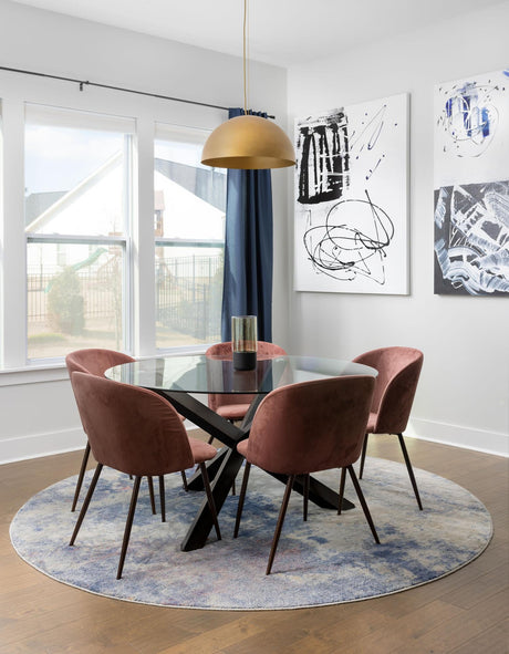 Blue 8' x 8' Helios Round Area Rug 100% Polypropylene (Space-Dyed Yarn) Easy Clean With Cotton Backing Contemporary Carpet for Sale at Rug Engine