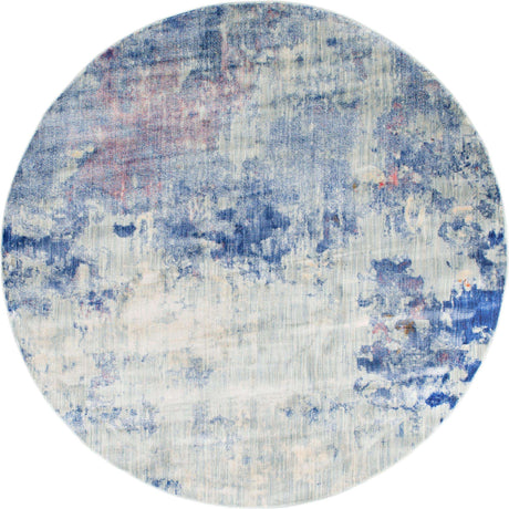 Blue 8' x 8' Helios Round Area Rug 100% Polypropylene (Space-Dyed Yarn) Easy Clean With Cotton Backing Contemporary Carpet for Sale at Rug Engine