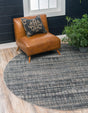 Gray 8' x 8' Helios Round Area Rug 100% Polypropylene (Space-Dyed Yarn) Easy Clean With Cotton Backing Contemporary Carpet for Sale at Rug Engine