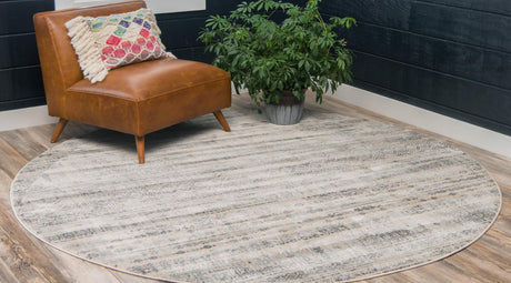 Beige 8' x 8' Helios Round Area Rug 100% Polypropylene (Space-Dyed Yarn) Easy Clean With Cotton Backing Contemporary Carpet for Sale at Rug Engine