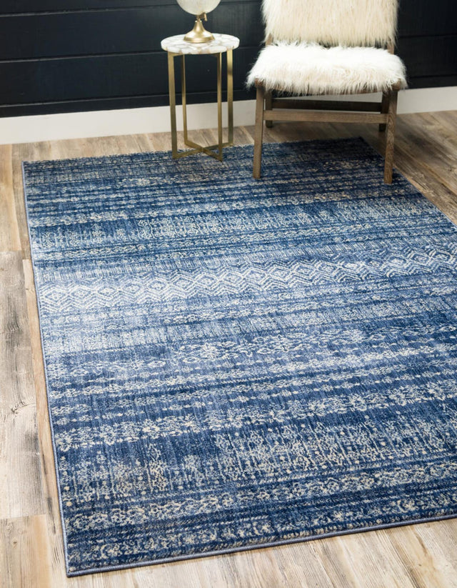 Navy Blue 5' 1 x 8' Helios Rectangle Area Rug 100% Polypropylene (Space-Dyed Yarn) Easy Clean With Cotton Backing Contemporary Carpet for Sale at Rug Engine