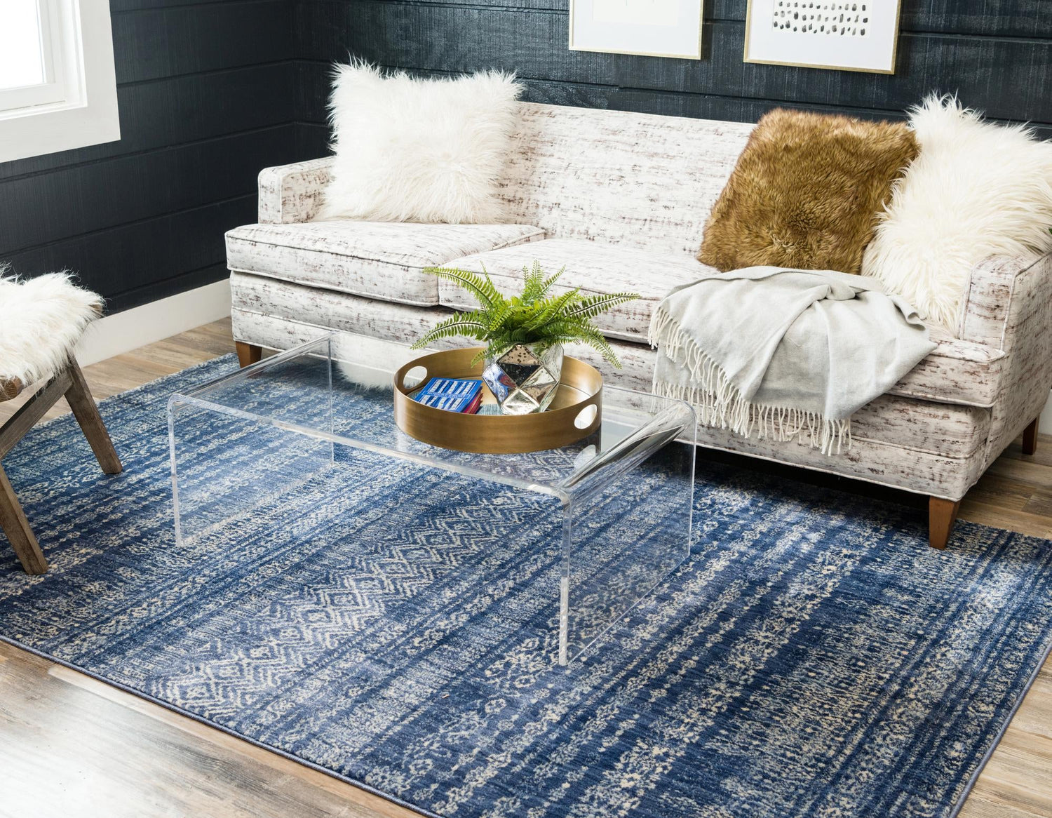 Navy Blue 8' x 10' Helios Rectangle Area Rug 100% Polypropylene (Space-Dyed Yarn) Easy Clean With Cotton Backing Contemporary Carpet for Sale at Rug Engine