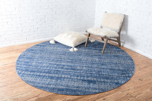 Navy Blue 8' x 8' Helios Round Area Rug 100% Polypropylene (Space-Dyed Yarn) Easy Clean With Cotton Backing Contemporary Carpet for Sale at Rug Engine