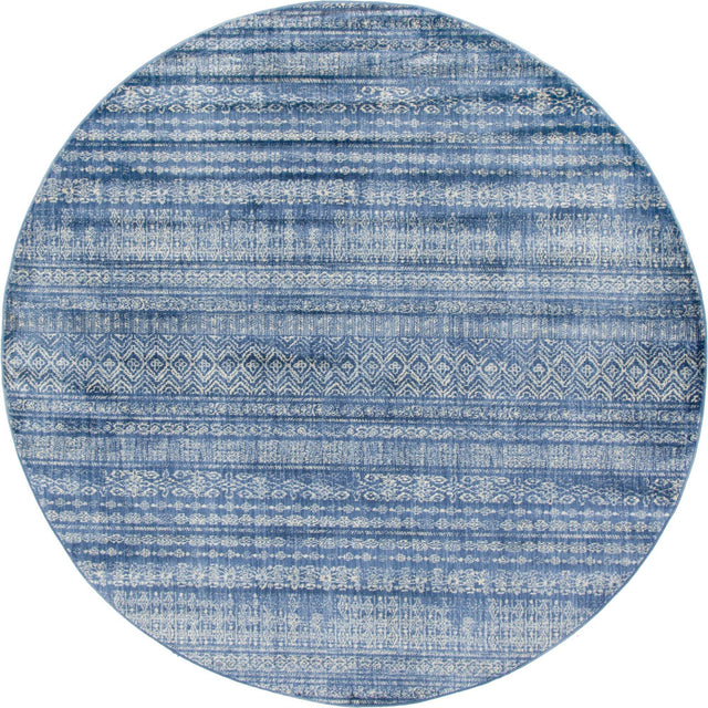 Navy Blue 8' x 8' Helios Round Area Rug 100% Polypropylene (Space-Dyed Yarn) Easy Clean With Cotton Backing Contemporary Carpet for Sale at Rug Engine