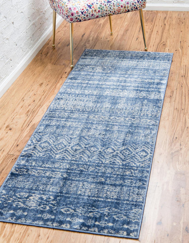 Navy Blue 2' 2 x 6' 1 Helios Runner Area Rug 100% Polypropylene (Space-Dyed Yarn) Easy Clean With Cotton Backing Contemporary Carpet for Sale at Rug Engine