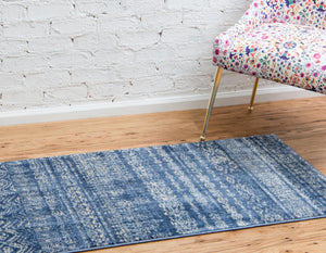 Navy Blue 2' 2 x 6' 1 Helios Runner Area Rug 100% Polypropylene (Space-Dyed Yarn) Easy Clean With Cotton Backing Contemporary Carpet for Sale at Rug Engine