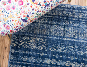 Navy Blue 2' 2 x 6' 1 Helios Runner Area Rug 100% Polypropylene (Space-Dyed Yarn) Easy Clean With Cotton Backing Contemporary Carpet for Sale at Rug Engine