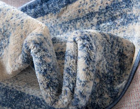 Blue 8' x 8' Helios Round Area Rug 100% Polypropylene (Space-Dyed Yarn) Easy Clean With Cotton Backing Contemporary Carpet for Sale at Rug Engine