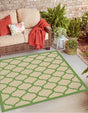 Beige and Green 6' 1 x 6' 1 Outdoor Trellis Square Rug