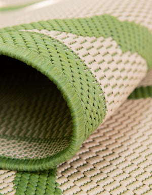 Beige and Green 6' 1 x 6' 1 Outdoor Trellis Square Rug