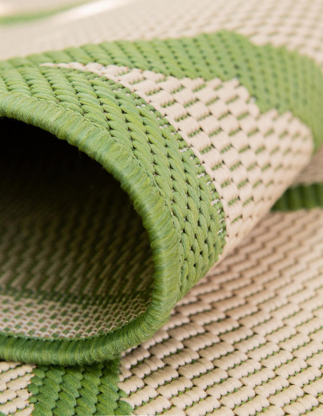 Beige and Green 6' 1 x 6' 1 Outdoor Trellis Square Rug