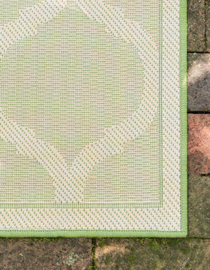 Beige and Green 6' 1 x 6' 1 Outdoor Trellis Square Rug