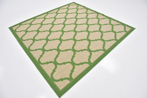 Beige and Green 6' 1 x 6' 1 Outdoor Trellis Square Rug