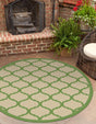Beige and Green 6' 1 x 6' 1 Outdoor Trellis Round Rug
