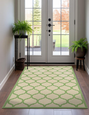 Beige and Green 2' 2 x 3' 1 Outdoor Trellis Rectangle Rug