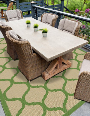 Beige and Green 2' 2 x 3' 1 Outdoor Trellis Rectangle Rug