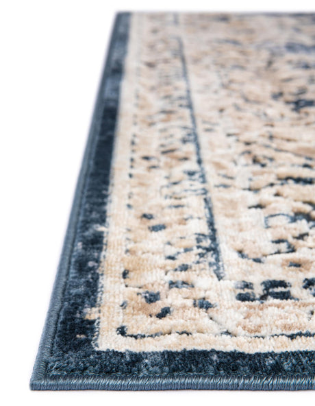 Dark Blue 7' 1 x 7' 1 Chateau Square Area Rug 85% Polypropylene & 15% Chenille With Cotton Backing Traditional Vintage Distressed Carpet for Classical Interior Design Decorating for Sale at Rug Engine