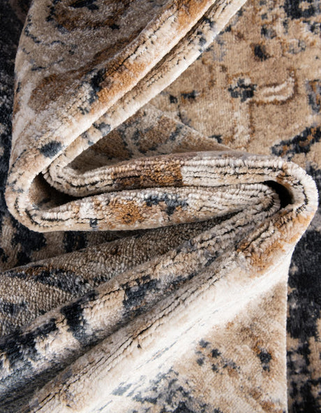 Dark Blue 7' 1 x 7' 1 Chateau Square Area Rug 85% Polypropylene & 15% Chenille With Cotton Backing Traditional Vintage Distressed Carpet for Classical Interior Design Decorating for Sale at Rug Engine