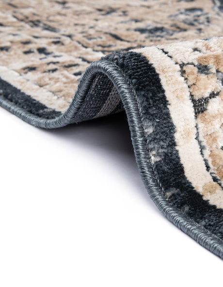 Dark Blue 7' 10 x 7' 10 Chateau Square Area Rug 85% Polypropylene & 15% Chenille With Cotton Backing Traditional Vintage Distressed Carpet for Classical Interior Design Decorating for Sale at Rug Engine