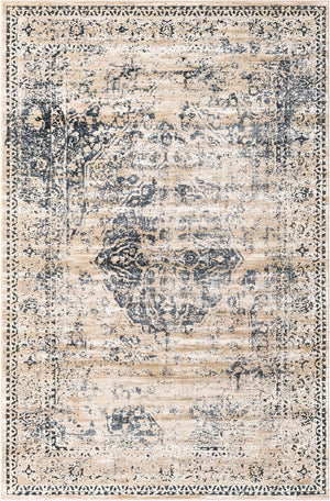 Dark Blue 6' 1 x 9' Chateau Rectangle Area Rug 85% Polypropylene & 15% Chenille With Cotton Backing Traditional Vintage Distressed Carpet for Classical Interior Design Decorating for Sale at Rug Engine