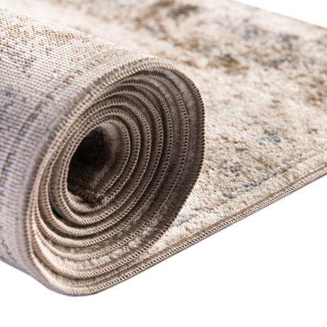 Blue Cream 7' 1 x 7' 1 Chateau Square Area Rug 85% Polypropylene & 15% Chenille With Cotton Backing Traditional Vintage Distressed Carpet for Classical Interior Design Decorating for Sale at Rug Engine