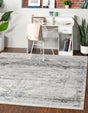 Dark Blue 7' 1 x 7' 1 Chateau Square Area Rug 85% Polypropylene & 15% Chenille With Cotton Backing Traditional Vintage Distressed Carpet for Classical Interior Design Decorating for Sale at Rug Engine