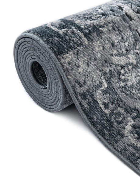 Dark Blue 7' 1 x 7' 1 Chateau Square Area Rug 85% Polypropylene & 15% Chenille With Cotton Backing Traditional Vintage Distressed Carpet for Classical Interior Design Decorating for Sale at Rug Engine