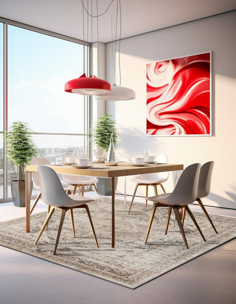 Beige 7' 1 x 7' 1 Chateau Square Area Rug 85% Polypropylene & 15% Chenille With Cotton Backing Traditional Vintage Distressed Carpet for Classical Interior Design Decorating for Sale at Rug Engine