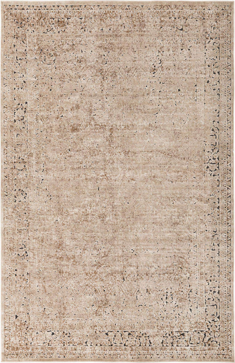 Beige 6' 1 x 9' Chateau Rectangle Area Rug 85% Polypropylene & 15% Chenille With Cotton Backing Traditional Vintage Distressed Carpet for Classical Interior Design Decorating for Sale at Rug Engine