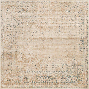 Beige 7' 1 x 7' 1 Chateau Square Area Rug 85% Polypropylene & 15% Chenille With Cotton Backing Traditional Vintage Distressed Carpet for Classical Interior Design Decorating for Sale at Rug Engine