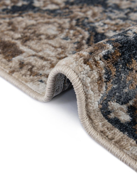 Blue Beige 7' 1 x 7' 1 Chateau Square Area Rug 85% Polypropylene & 15% Chenille With Cotton Backing Traditional Vintage Distressed Carpet for Classical Interior Design Decorating for Sale at Rug Engine